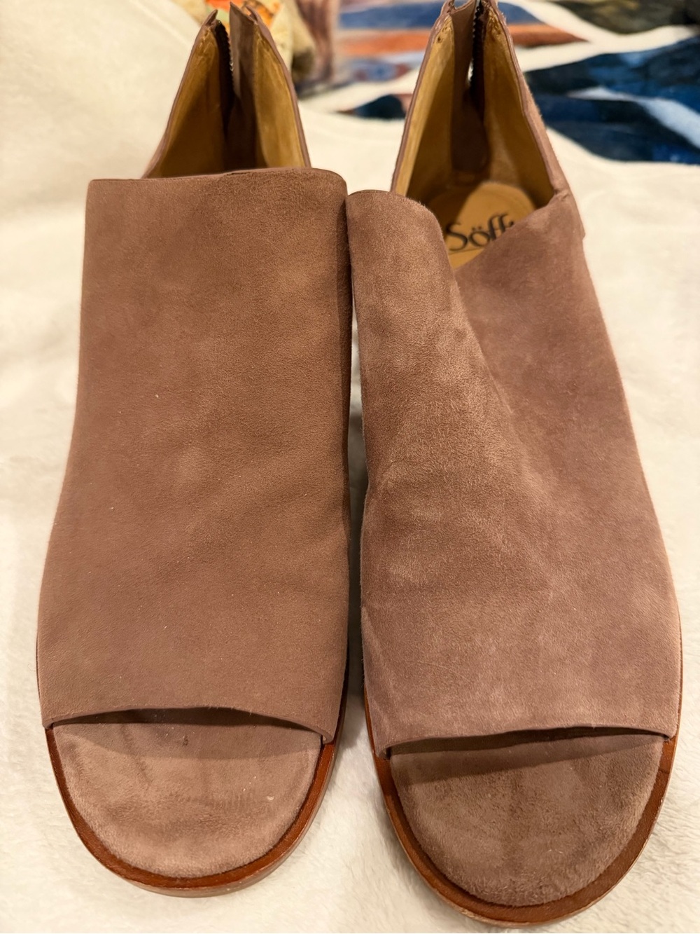 Sofft Mauve Suede Open-Toe Slide Mules